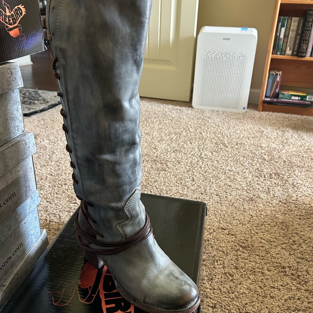 Freebird Over the Knee Boots - Distressed Gray